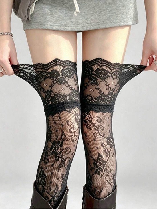 Accessories - Black Lace Thigh-High Stocks